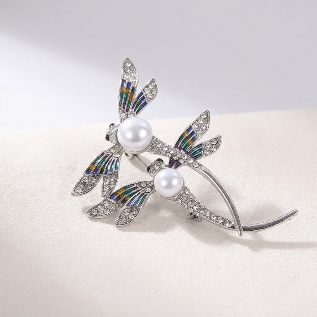 Elegant Vintage Pearl Dragonfly Brooch