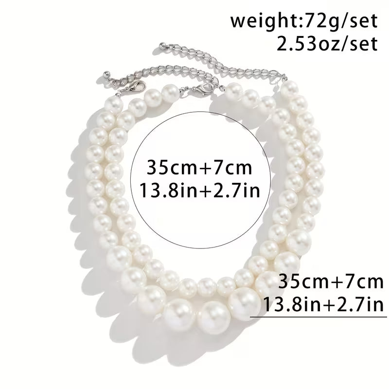 Elegant Double Statement Pearl Necklace