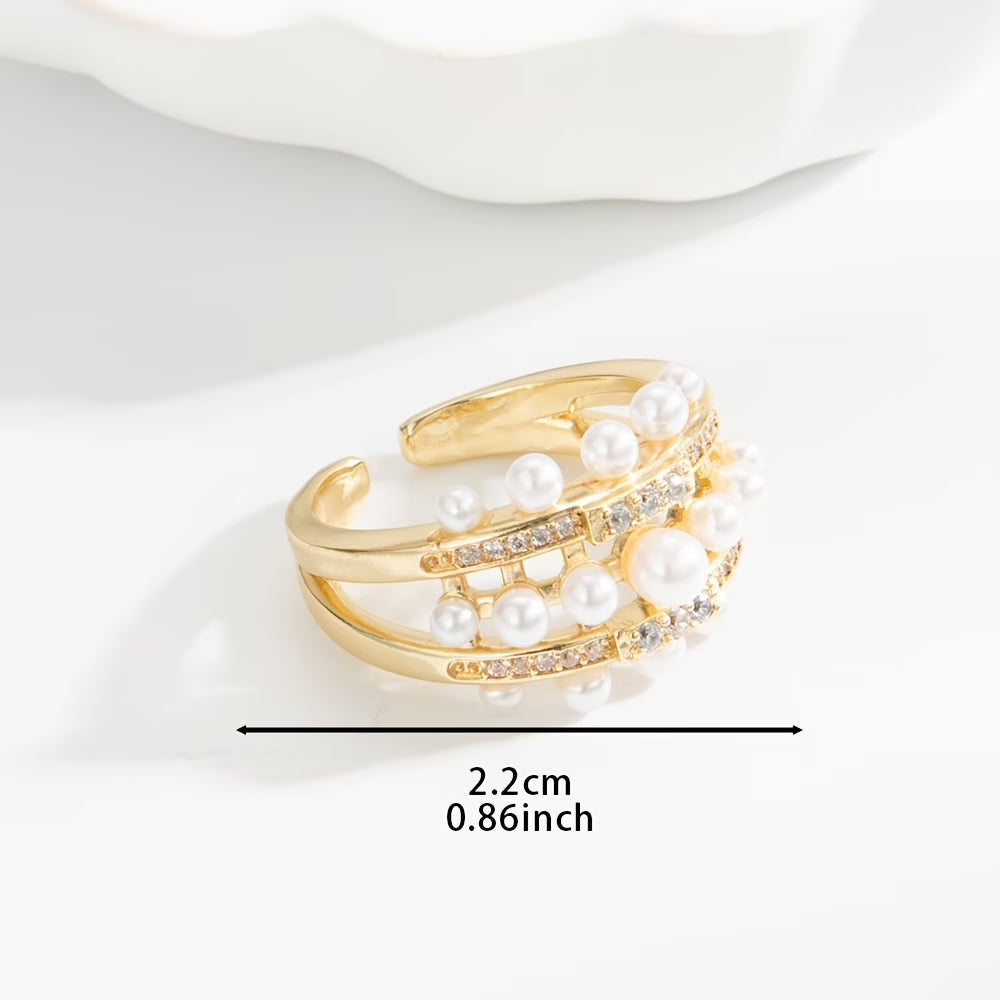 Elegant Pearl and Zirconia Ring