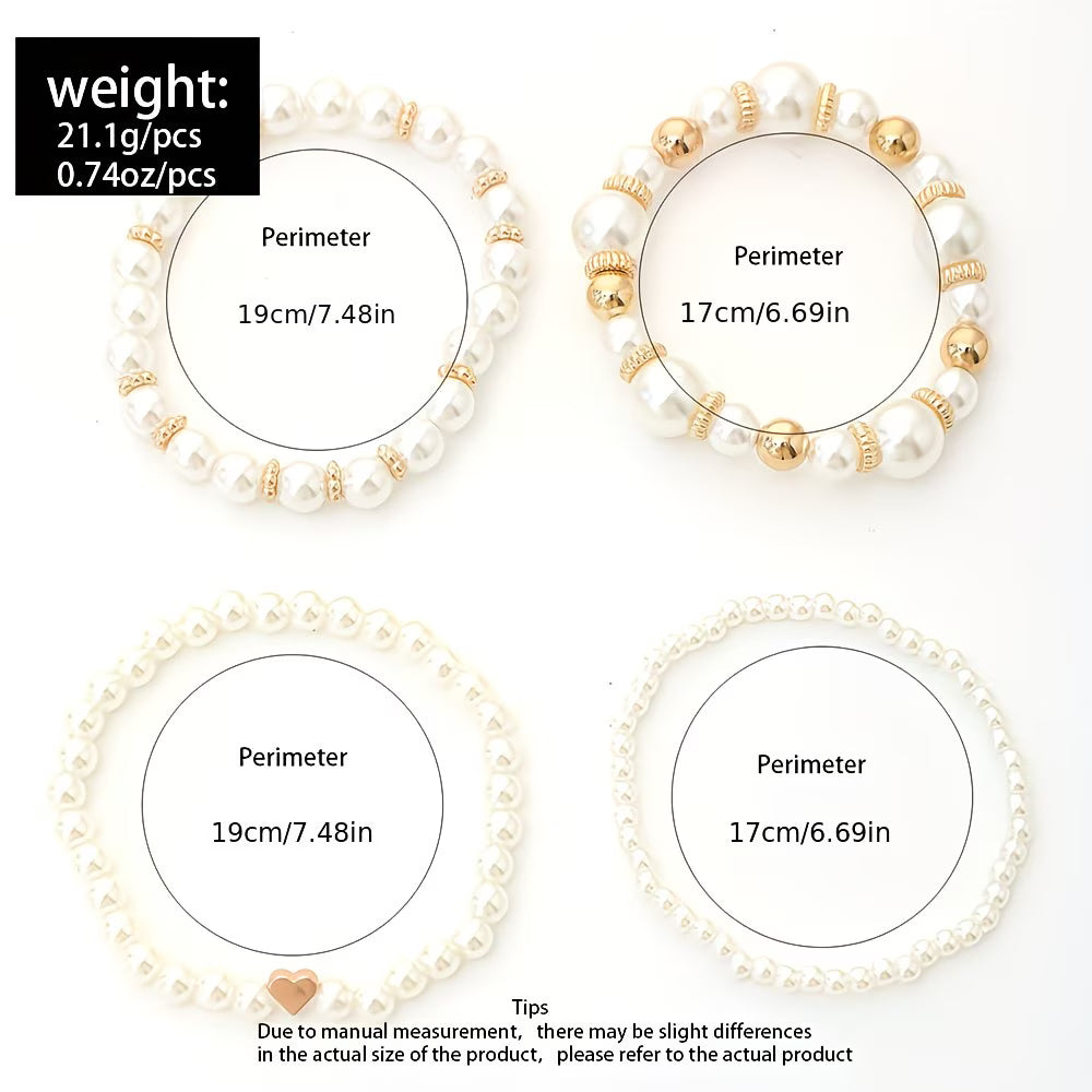 Elegant Pearl Stacking Bracelet Set