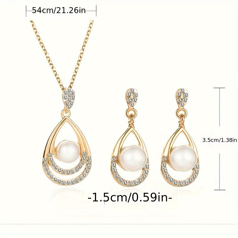 Elegant Pearl Drop Jewelry Set
