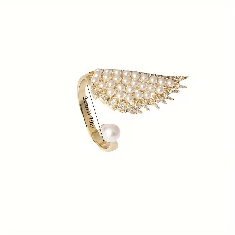 Sophisticated Pearl Wing Ring