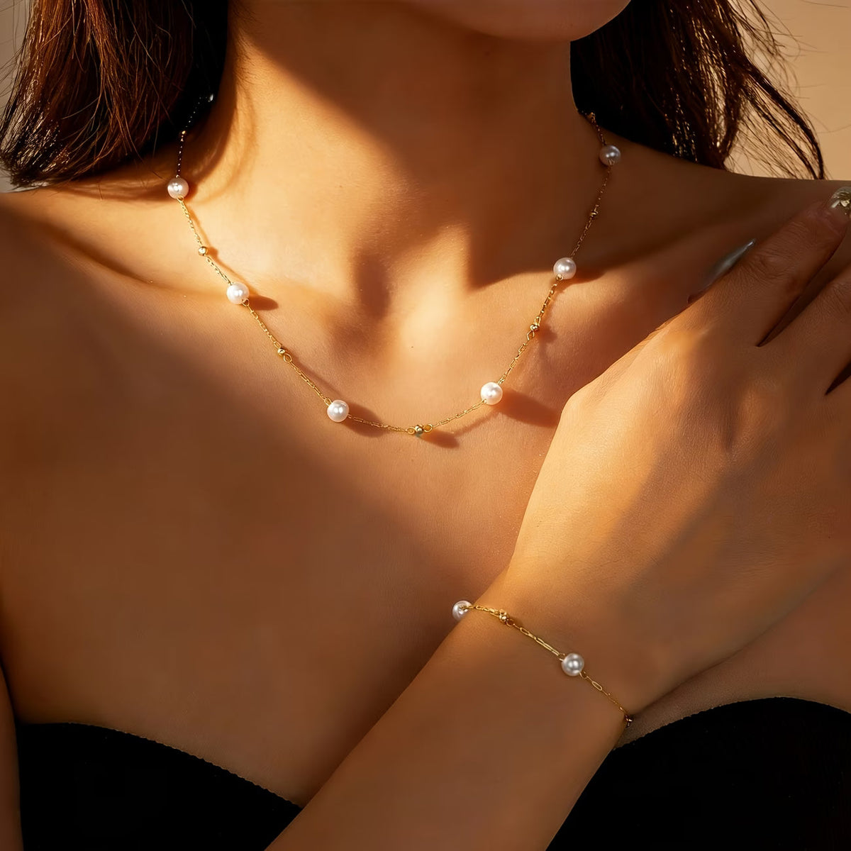 Elegant Pearl Chain Jewelry Set