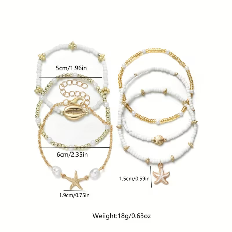 Elegant Gold & Pearl Bracelet Set