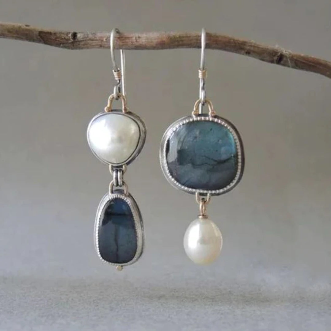 Elegant Blue Pearl Drop Earrings