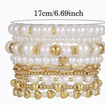 Elegant Layered Pearl Bracelet Set
