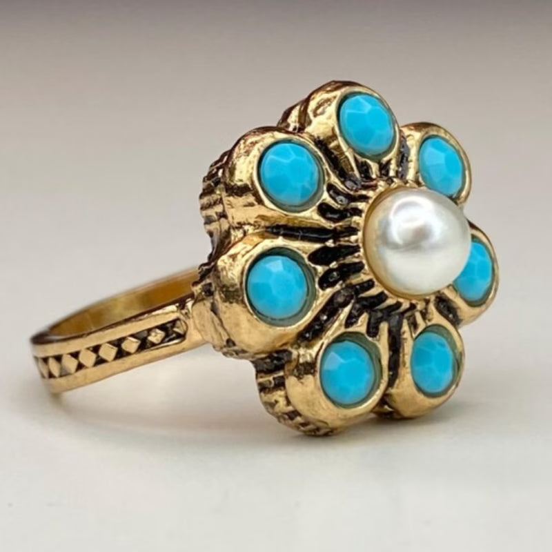 Elegant Turquoise Pearl Ring