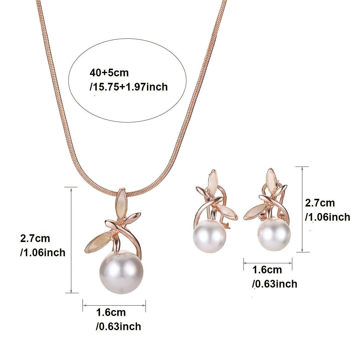 Elegant Rose Gold Dragonfly Pearl Set