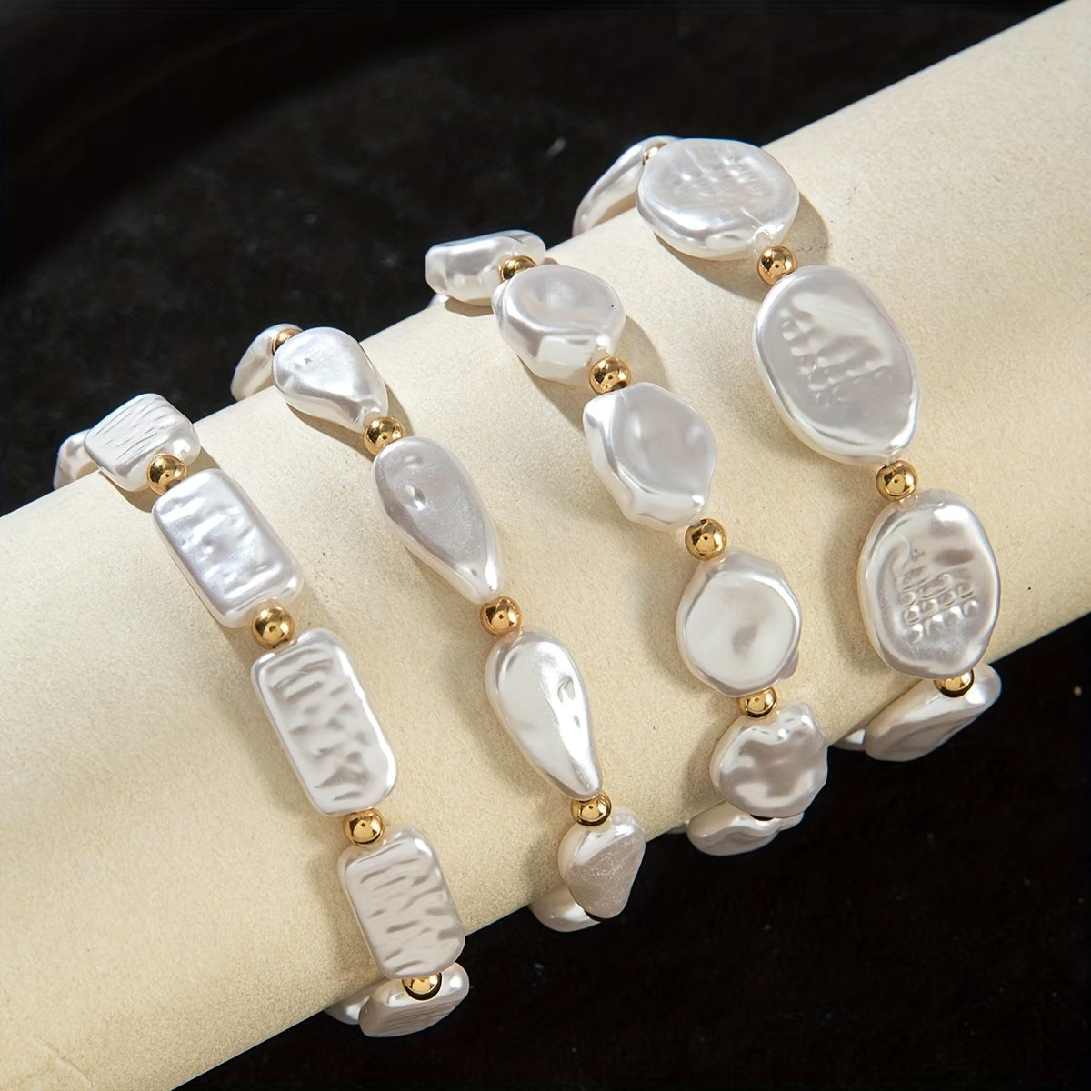 Elegant Pearl Statement Bracelet Set