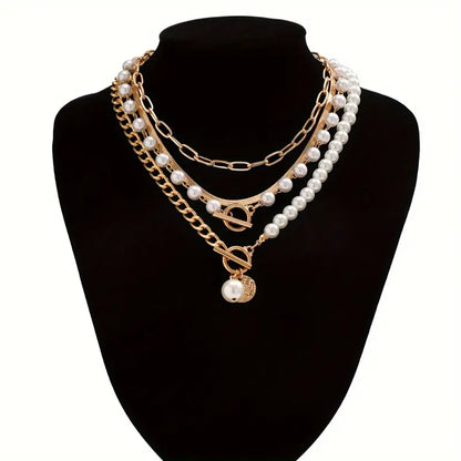 Elegant Layered Pearl Necklace Set