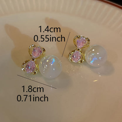 Elegant Rosé Sapphire Pearl Earrings