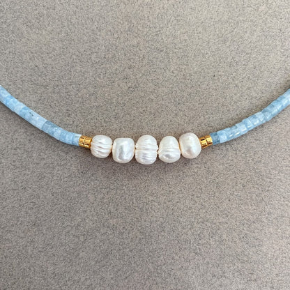 Elegant Aquamarine Pearl Necklace