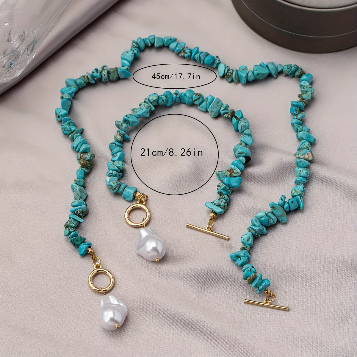 Elegant Turquoise Pearl Necklace Set
