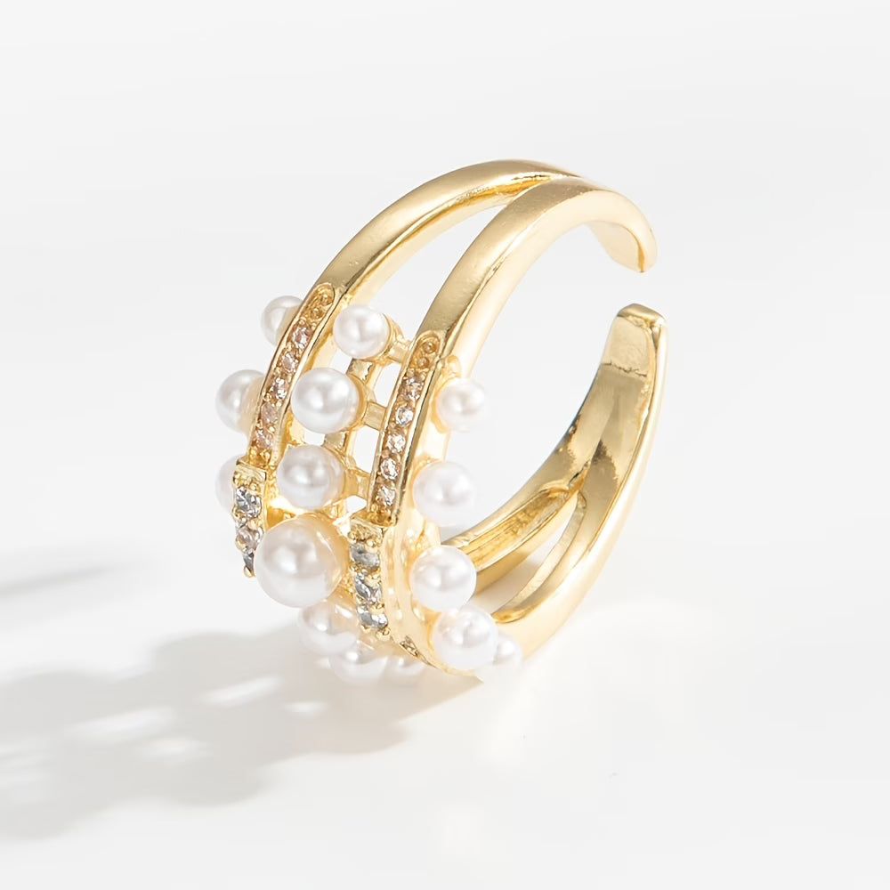 Elegant Pearl and Zirconia Ring