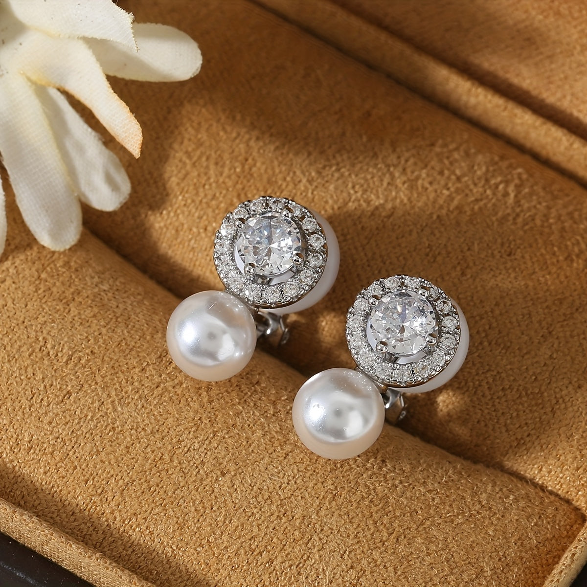 Elegant Pearl Halo Clip Earrings