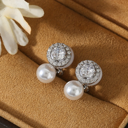 Elegant Pearl Halo Clip Earrings