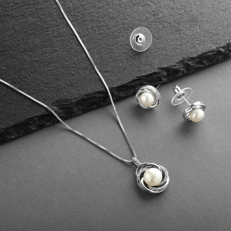 Elegant Pearl Swirl Jewelry Set