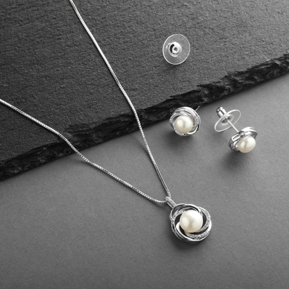 Elegant Pearl Swirl Jewelry Set