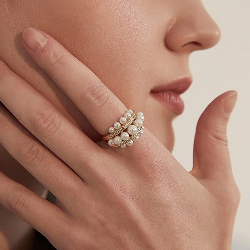 Elegant Pearl and Zirconia Ring