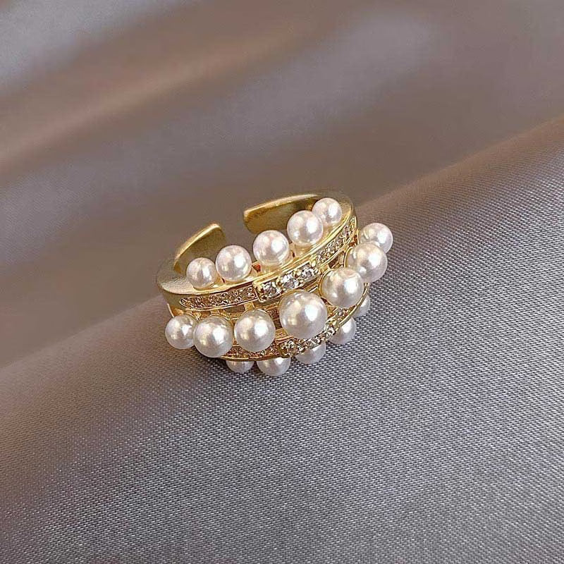Elegant Pearl and Zirconia Ring
