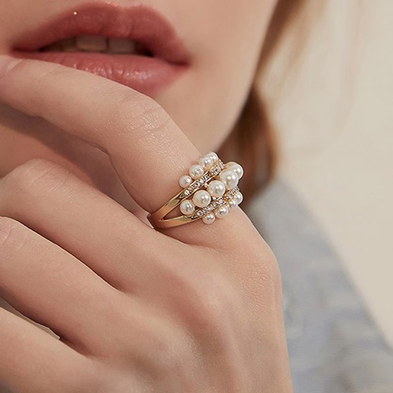 Elegant Pearl and Zirconia Ring