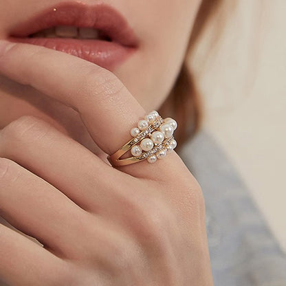 Elegant Pearl and Zirconia Ring