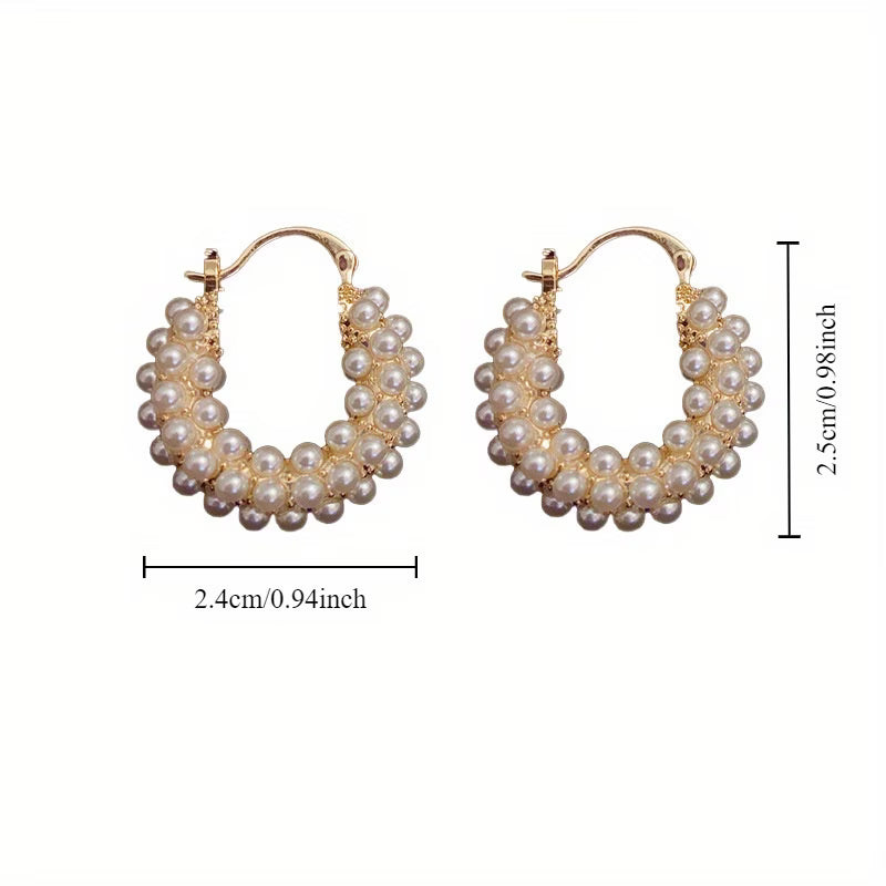 Elegant Layered Pearl Hoop Earrings