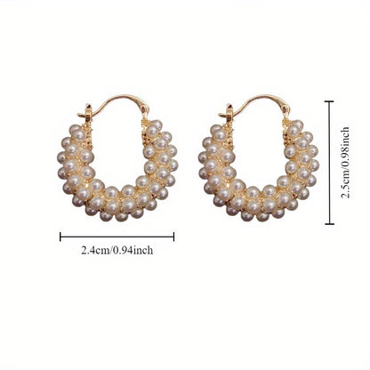 Elegant Layered Pearl Hoop Earrings