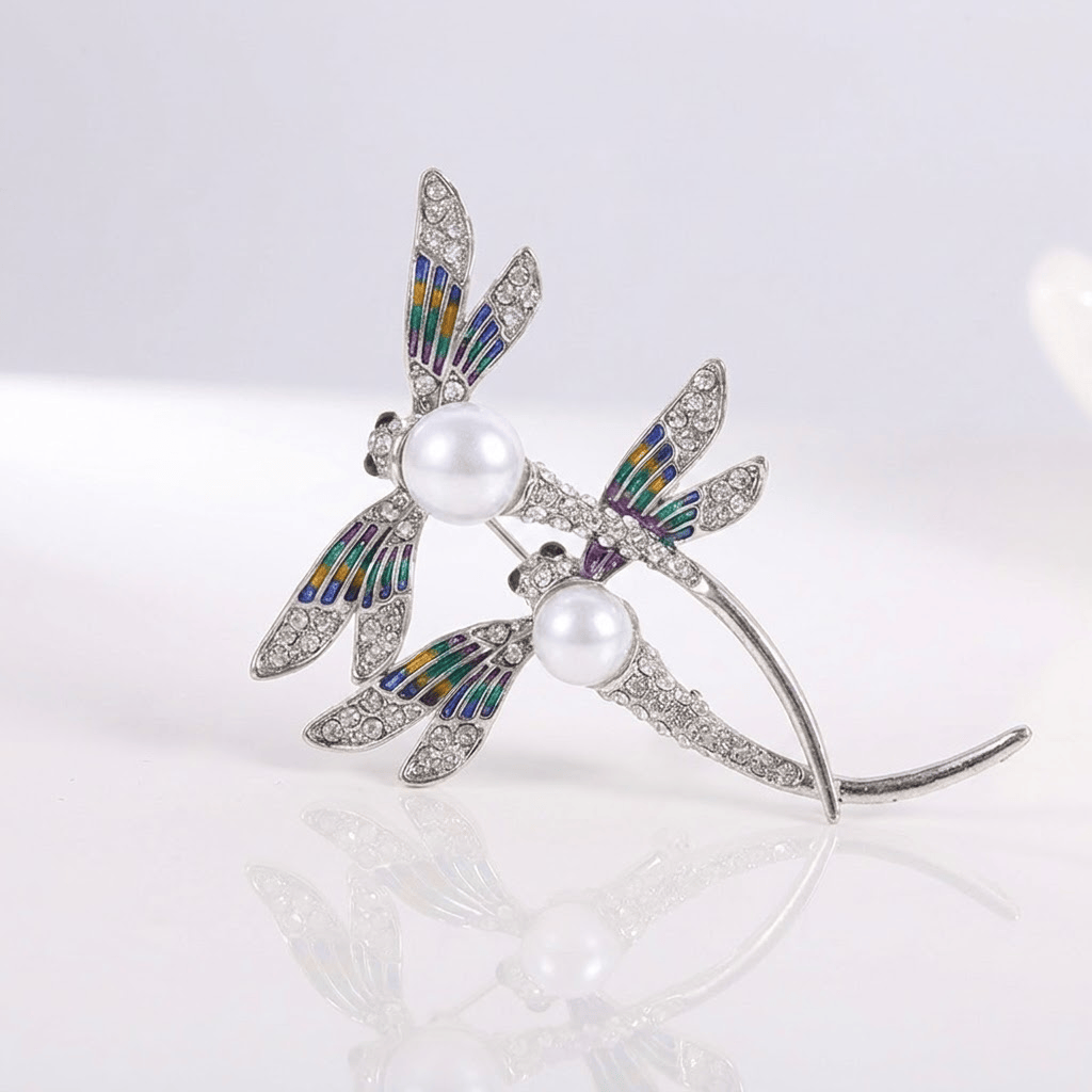 Elegant Vintage Pearl Dragonfly Brooch