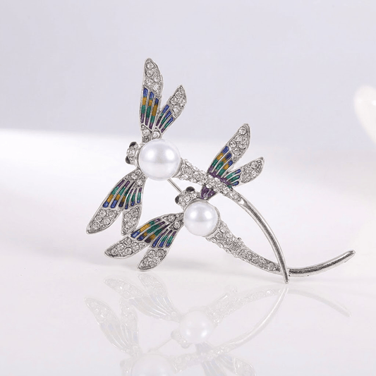 Elegant Vintage Pearl Dragonfly Brooch
