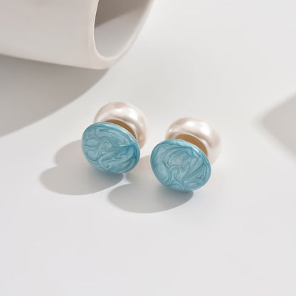 Elegant Pearl Turquoise Stud Earrings