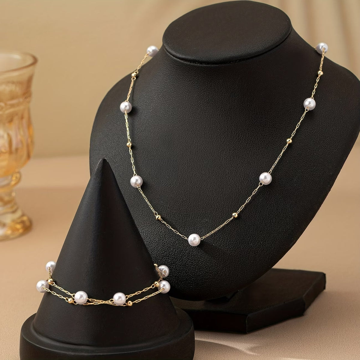 Elegant Pearl Chain Jewelry Set