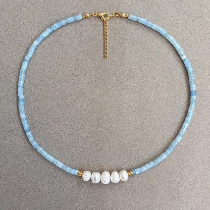 Elegant Aquamarine Pearl Necklace