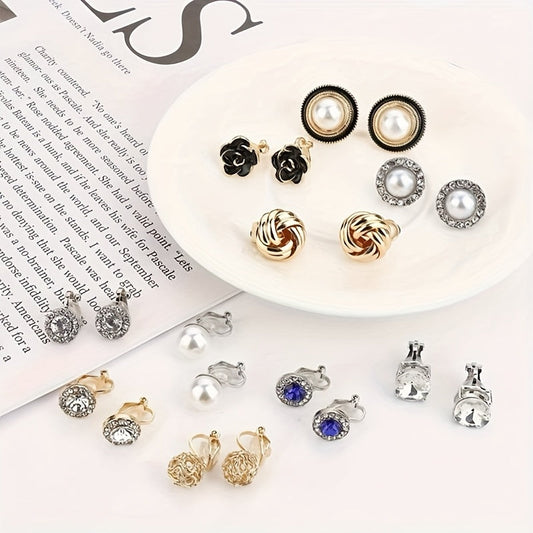 Elegant Pearl and Stone Clip Earrings