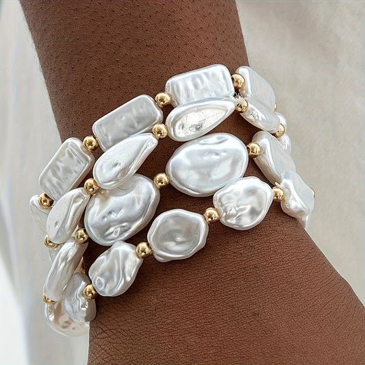 Elegant Pearl Statement Bracelet Set