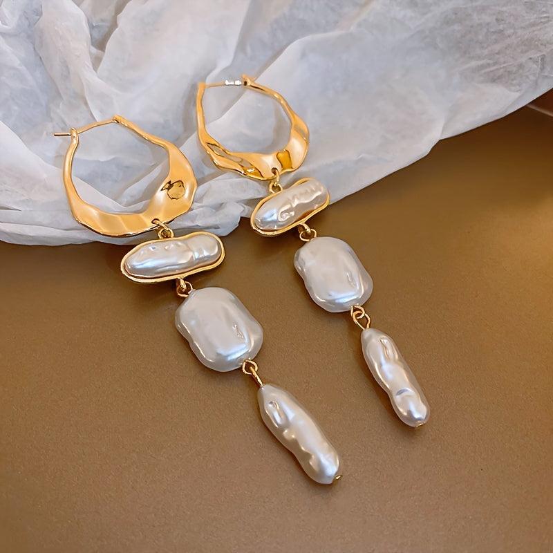 Elegant Baroque Pearl Drop Earrings