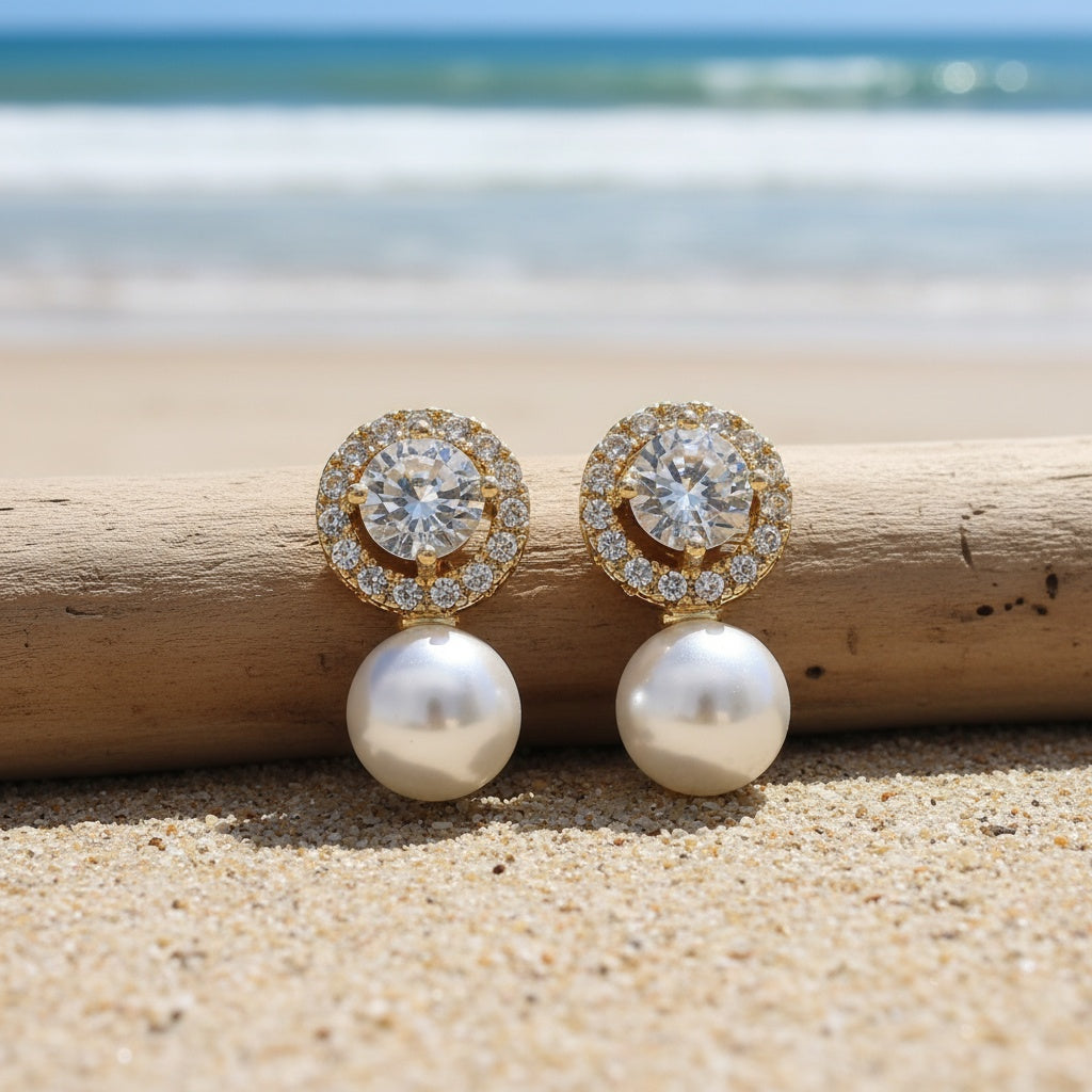 Elegant Pearl Halo Clip Earrings
