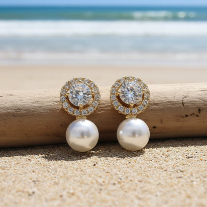 Elegant Pearl Halo Clip Earrings