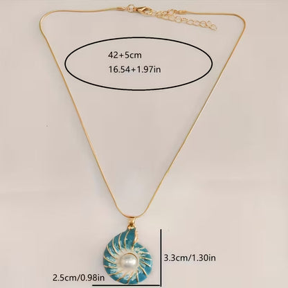 Elegant Seashell Pearl Pendant Necklace