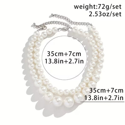Elegant Double Statement Pearl Necklace