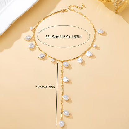 Elegant Pearl Waterfall Necklace
