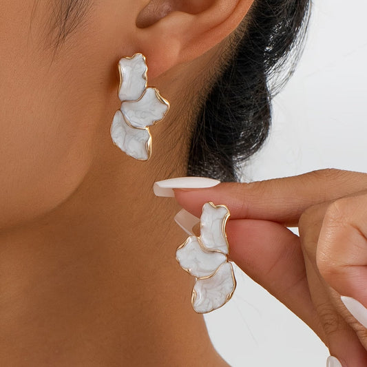 Elegant Pearl Flower Petal Earrings