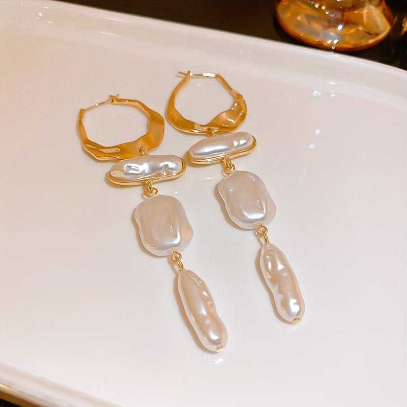 Elegant Baroque Pearl Drop Earrings