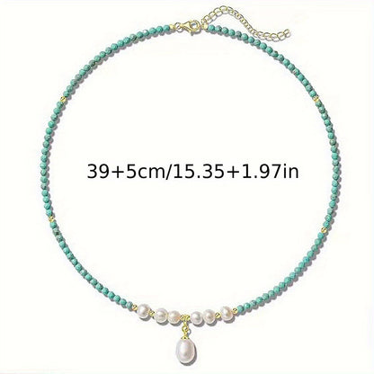 Elegant Turquoise and Pearl Necklace