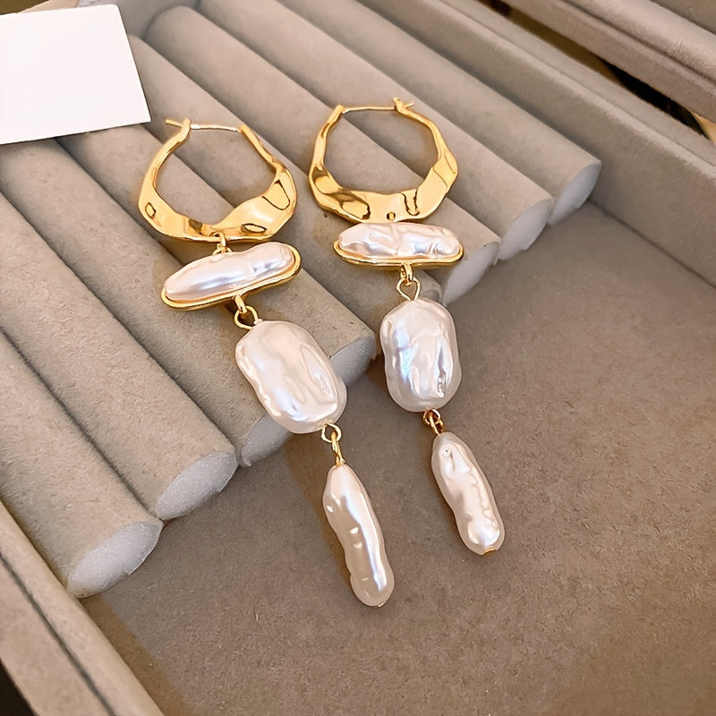 Elegant Baroque Pearl Drop Earrings