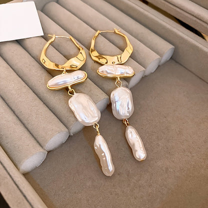 Elegant Baroque Pearl Drop Earrings
