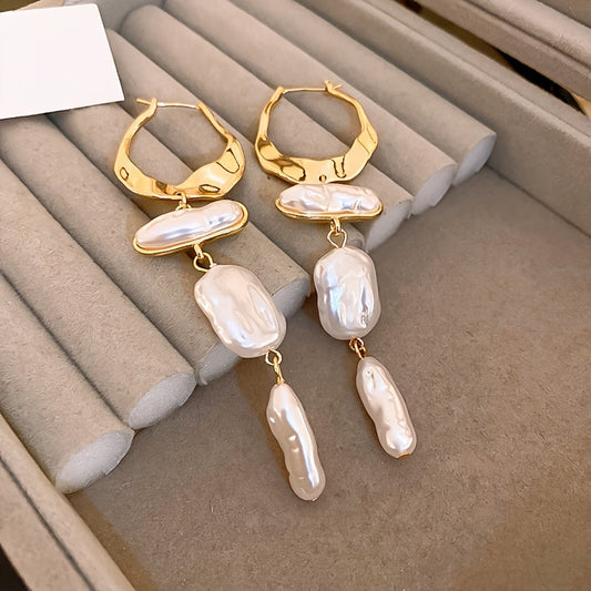 Elegant Baroque Pearl Drop Earrings
