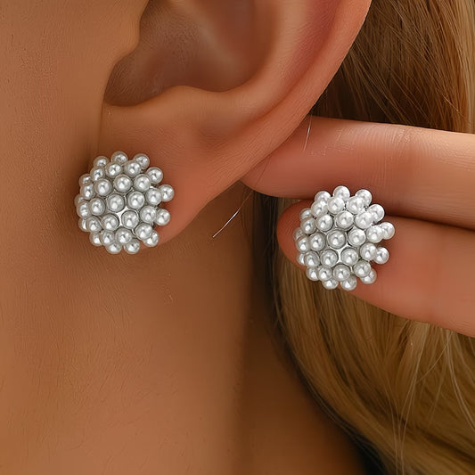 Elegant Pearl Dome Stud Earrings