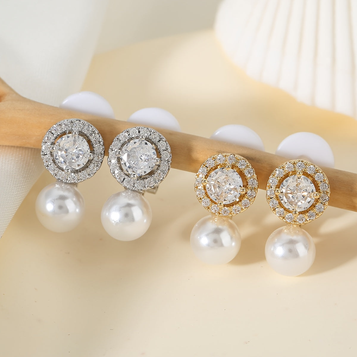 Elegant Pearl Halo Clip Earrings