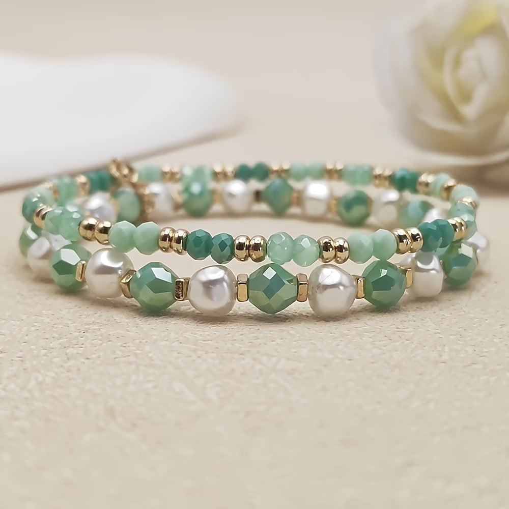 Elegant Turquoise Pearl Bracelet Set
